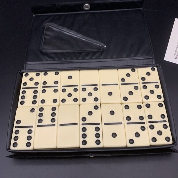 Excite Double Six Dominos in Original Vinyl Snap Closure Case Vintage - Picture 3 of 6